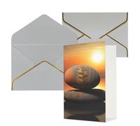 NONHAI Biglietti di auguri con buste Thinking of You Biglietto vuoto Biglietto di auguri Alba Paesaggio Zen Pietra Biglietti di auguri per compleanno, Baby Shower, Congratulazioni Matrimonio Biglietto