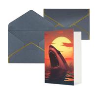 NONHAI Biglietti di auguri con buste Thinking of You Biglietto vuoto Biglietto di auguri con balena al tramonto per compleanno, baby shower, congratulazioni, matrimonio, ringraziamento per tutte le