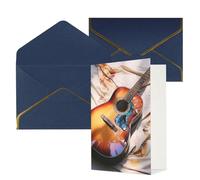 NONHAI Biglietti di auguri con buste Thinking of You Biglietto vuoto Biglietto di auguri con chitarra acustica ad acquerello, biglietti di auguri per compleanno, baby shower, congratulazioni