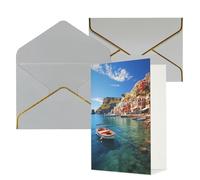 NONHAI Biglietti di auguri con buste Thinking of You Biglietto vuoto Biglietto di auguri con città sul mare per compleanno, baby shower, congratulazioni matrimonio biglietto di ringraziamento per