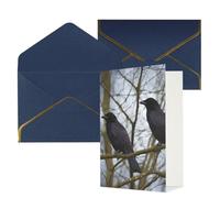 NONHAI Biglietti di auguri con buste Thinking of You Biglietto vuoto Biglietto di auguri con corvo nero uccelli biglietti di auguri per compleanno, baby shower, congratulazioni matrimonio biglietto di