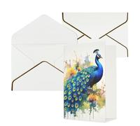 NONHAI Biglietti di auguri con buste Thinking of You Biglietto vuoto Biglietto di auguri con pavone pittura ad acquerello Biglietti di auguri per compleanno, baby shower, congratulazioni matrimonio