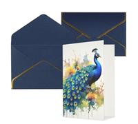 NONHAI Biglietti di auguri con buste Thinking of You Biglietto vuoto Biglietto di auguri con pavone pittura ad acquerello Biglietti di auguri per compleanno, baby shower, congratulazioni matrimonio