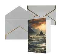 NONHAI Biglietti di auguri con buste Thinking of You Biglietto vuoto Biglietto di auguri Montagne incontrano il mare biglietti di auguri per compleanno, baby shower, congratulazioni matrimonio