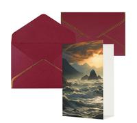 NONHAI Biglietti di auguri con buste Thinking of You Biglietto vuoto Biglietto di auguri Montagne incontrano il mare biglietti di auguri per compleanno, baby shower, congratulazioni matrimonio