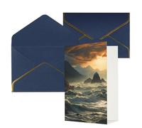 NONHAI Biglietti di auguri con buste Thinking of You Biglietto vuoto Biglietto di auguri Montagne incontrano il mare biglietti di auguri per compleanno, baby shower, congratulazioni matrimonio