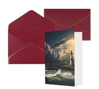 NONHAI Biglietti di auguri con buste Thinking of You Biglietto vuoto Biglietto di auguri Old Lighthouse by The Sea Biglietti di auguri per compleanno, baby shower, congratulazioni matrimonio biglietto