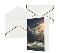 NONHAI Biglietti di auguri con buste Thinking of You Biglietto vuoto Biglietto di auguri Old Lighthouse by The Sea Biglietti di auguri per compleanno, baby shower, congratulazioni matrimonio biglietto