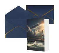 NONHAI Biglietti di auguri con buste Thinking of You Biglietto vuoto Biglietto di auguri Old Lighthouse by The Sea Biglietti di auguri per compleanno, baby shower, congratulazioni matrimonio biglietto