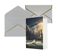 NONHAI Biglietti di auguri con buste Thinking of You Biglietto vuoto Biglietto di auguri Old Lighthouse by The Sea Biglietti di auguri per compleanno, baby shower, congratulazioni matrimonio biglietto