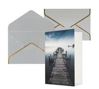 NONHAI Biglietti di auguri con buste Thinking of You Biglietto vuoto Biglietto di auguri Old Wood Pier Above Calm Water Biglietti di auguri per compleanno, baby shower, congratulazioni, matrimonio