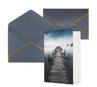 NONHAI Biglietti di auguri con buste Thinking of You Biglietto vuoto Biglietto di auguri Old Wood Pier Above Calm Water Biglietti di auguri per compleanno, baby shower, congratulazioni, matrimonio