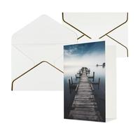 NONHAI Biglietti di auguri con buste Thinking of You Biglietto vuoto Biglietto di auguri Old Wood Pier Above Calm Water Biglietti di auguri per compleanno, baby shower, congratulazioni, matrimonio