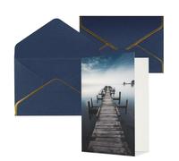 NONHAI Biglietti di auguri con buste Thinking of You Biglietto vuoto Biglietto di auguri Old Wood Pier Above Calm Water Biglietti di auguri per compleanno, baby shower, congratulazioni, matrimonio
