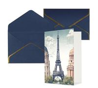 NONHAI Biglietti di auguri con buste Thinking of You Biglietto vuoto Biglietto di auguri Parigi Landmarks Pattern Biglietti di auguri per compleanno, baby shower, congratulazioni, matrimonio