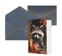 NONHAI Biglietti di auguri con buste Thinking of You Biglietto vuoto Biglietto di auguri Raccoon in the Fall Tree Hole Biglietti di auguri per compleanno, baby shower, congratulazioni matrimonio