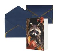 NONHAI Biglietti di auguri con buste Thinking of You Biglietto vuoto Biglietto di auguri Raccoon in the Fall Tree Hole Biglietti di auguri per compleanno, baby shower, congratulazioni matrimonio