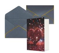 NONHAI Biglietti di auguri con buste Thinking of You Biglietto vuoto Biglietto di auguri rosso glitterato a forma di cuore per compleanno, baby shower, congratulazioni, matrimonio, ringraziamento per