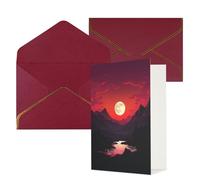 NONHAI Biglietti di auguri con buste Thinking of You Biglietto vuoto Biglietto di auguri rosso tramonto biglietti di auguri per compleanno, baby shower, congratulazioni, matrimonio, ringraziamento per