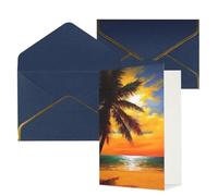 NONHAI Biglietti di auguri con buste Thinking of You Biglietto vuoto Biglietto di auguri Tramonto Palma Biglietti di auguri per compleanno, baby shower, congratulazioni matrimonio biglietto di