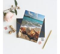 NONHAI Biglietti di auguri con buste Thinking of You, biglietto vuoto con conchiglie, stelle marine sulla spiaggia, biglietti di auguri per compleanno, baby shower, congratulazioni, matrimonio