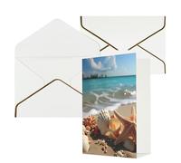 NONHAI Biglietti di auguri con buste Thinking of You, biglietto vuoto con conchiglie, stelle marine sulla spiaggia, biglietti di auguri per compleanno, baby shower, congratulazioni, matrimonio