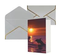 NONHAI Biglietti di auguri con buste Thinking of You, biglietto vuoto con delfini al tramonto, biglietti di auguri per compleanno, baby shower, congratulazioni, matrimonio, ringraziamento, tutte le