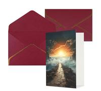NONHAI Biglietti di auguri con buste Thinking of You, biglietto vuoto con divisa sul sentiero del mare, biglietti di auguri per compleanno, baby shower, congratulazioni, matrimonio, ringraziamento