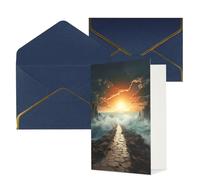 NONHAI Biglietti di auguri con buste Thinking of You, biglietto vuoto con divisa sul sentiero del mare, biglietti di auguri per compleanno, baby shower, congratulazioni, matrimonio, ringraziamento