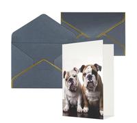 NONHAI Biglietti di auguri con buste Thinking of You, biglietto vuoto con due simpatici bulldog, biglietti di auguri per compleanno, baby shower, congratulazioni, matrimonio, ringraziamento, tutte le