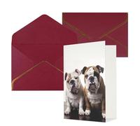 NONHAI Biglietti di auguri con buste Thinking of You, biglietto vuoto con due simpatici bulldog, biglietti di auguri per compleanno, baby shower, congratulazioni, matrimonio, ringraziamento, tutte le
