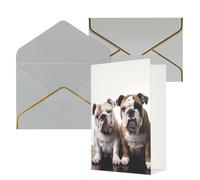 NONHAI Biglietti di auguri con buste Thinking of You, biglietto vuoto con due simpatici bulldog, biglietti di auguri per compleanno, baby shower, congratulazioni, matrimonio, ringraziamento, tutte le