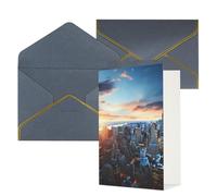 NONHAI Biglietti di auguri con buste Thinking of You, biglietto vuoto con lo skyline di New York, biglietti di auguri per compleanno, baby shower, congratulazioni, matrimonio, ringraziamento, tutte le