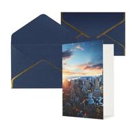 NONHAI Biglietti di auguri con buste Thinking of You, biglietto vuoto con lo skyline di New York, biglietti di auguri per compleanno, baby shower, congratulazioni, matrimonio, ringraziamento, tutte le