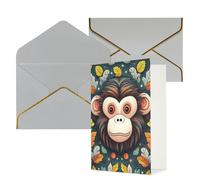 NONHAI Biglietti di auguri con buste Thinking of You, biglietto vuoto con motivo scimmia, biglietti di auguri per compleanno, baby shower, congratulazioni, matrimonio, ringraziamento, tutte le