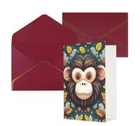 NONHAI Biglietti di auguri con buste Thinking of You, biglietto vuoto con motivo scimmia, biglietti di auguri per compleanno, baby shower, congratulazioni, matrimonio, ringraziamento, tutte le