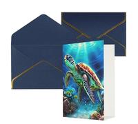 NONHAI Biglietti di auguri con buste Thinking of You, biglietto vuoto con tartarughe marine e pittura a diamante, biglietti di auguri per compleanno, baby shower, congratulazioni, matrimonio