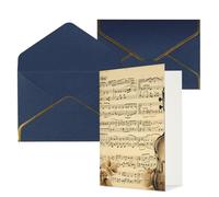 NONHAI Biglietti di auguri con buste Thinking of You Biglietto vuoto Note musicali su vecchi biglietti di auguri di carta per compleanno, baby shower, congratulazioni matrimonio biglietto di
