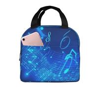 NONHAI Borsa per il pranzo isolata blu con note musicali per donne e uomini riutilizzabile borsa termica per ufficio picnic