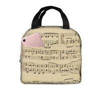 NONHAI Borsa per il pranzo isolata con note musicali su vecchia scatola per il pranzo di carta per donne uomini riutilizzabile borsa termica per ufficio picnic