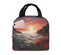 NONHAI Borsa per il pranzo isolata Red Beach Reef Lunch Box per donne e uomini riutilizzabile borsa termica per ufficio picnic