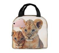 NONHAI Borsa termica per il pranzo con piccolo leone, per donne e uomini, riutilizzabile, borsa termica per ufficio e picnic