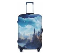 NONHAI Copertura per bagagli da viaggio Moon Blue Castle Copertura per valigie lavabile elastica protettiva antigraffio per bagagli da 45-81 cm, Nero , L
