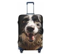 NONHAI Copertura per bagagli da viaggio Pastor border collie copertura per valigie lavabile elastica protezione antigraffio per valigie adatta per bagagli da 45-81 cm, Nero , L