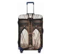 NONHAI Copertura per bagagli da viaggio, protezione per valigia, con foto del ponte di Brooklyn, elastica, lavabile, elastica, antigraffio, adatta per bagagli da 45-81 cm, nero, grande, nero, Nero , L