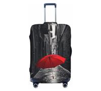 NONHAI Copertura per bagagli da viaggio, protezione per valigia con ombrello rosso Dark Street, elastica, lavabile, elastica, antigraffio, adatta per bagagli da 45-81 cm, Nero , S