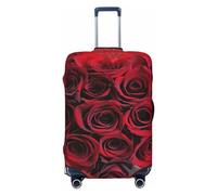 NONHAI Copertura per bagagli da viaggio, protezione per valigia, con rosa rossa, cuore d'amore, elastico, lavabile, elasticizzato, antigraffio, adatta per bagagli da 45-81 cm, Nero , L