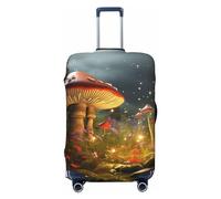 NONHAI Copertura per bagagli da viaggio, protezione per valigia, fantasia con fiori e funghi, elastica, lavabile, elastica, antigraffio, adatta per bagagli da 45-81 cm, nero, grande, nero, Nero , L