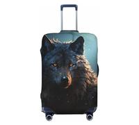 NONHAI Copertura per bagagli da viaggio, protezione per valigia, fantasia lupo, elastica, lavabile, elastica, antigraffio, adatta per bagagli da 45-81 cm, nero, XL, nero, XL, Nero , x-large