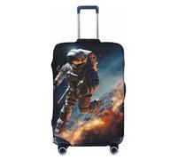 NONHAI Copertura per bagagli da viaggio, protezione per valigie con astronauta che vola nello spazio, elastica, lavabile, elastica, antigraffio, adatta per bagagli da 45-81 cm, nero, piccolo, nero,